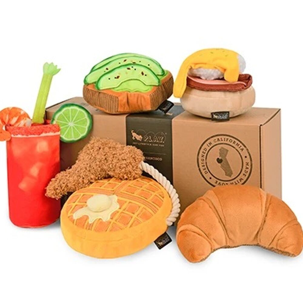  Squeaky Dog Toy Bread Chew Toy Interactive Toast Cookie Bread  Croissant Pack of 4 : Pet Supplies