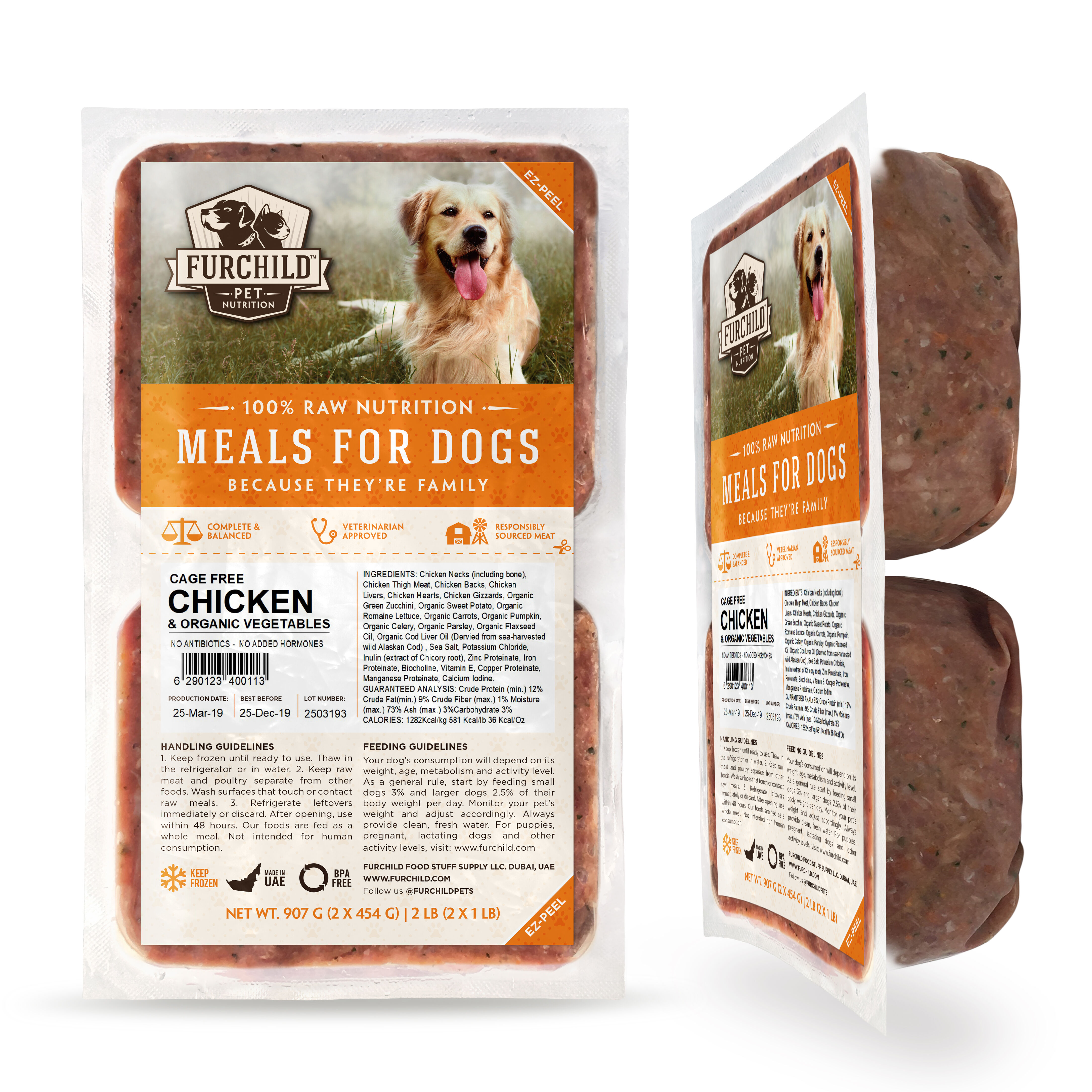 Grain Free Raw Chicken and Organic Vegetables Meal for Dogs in UAE