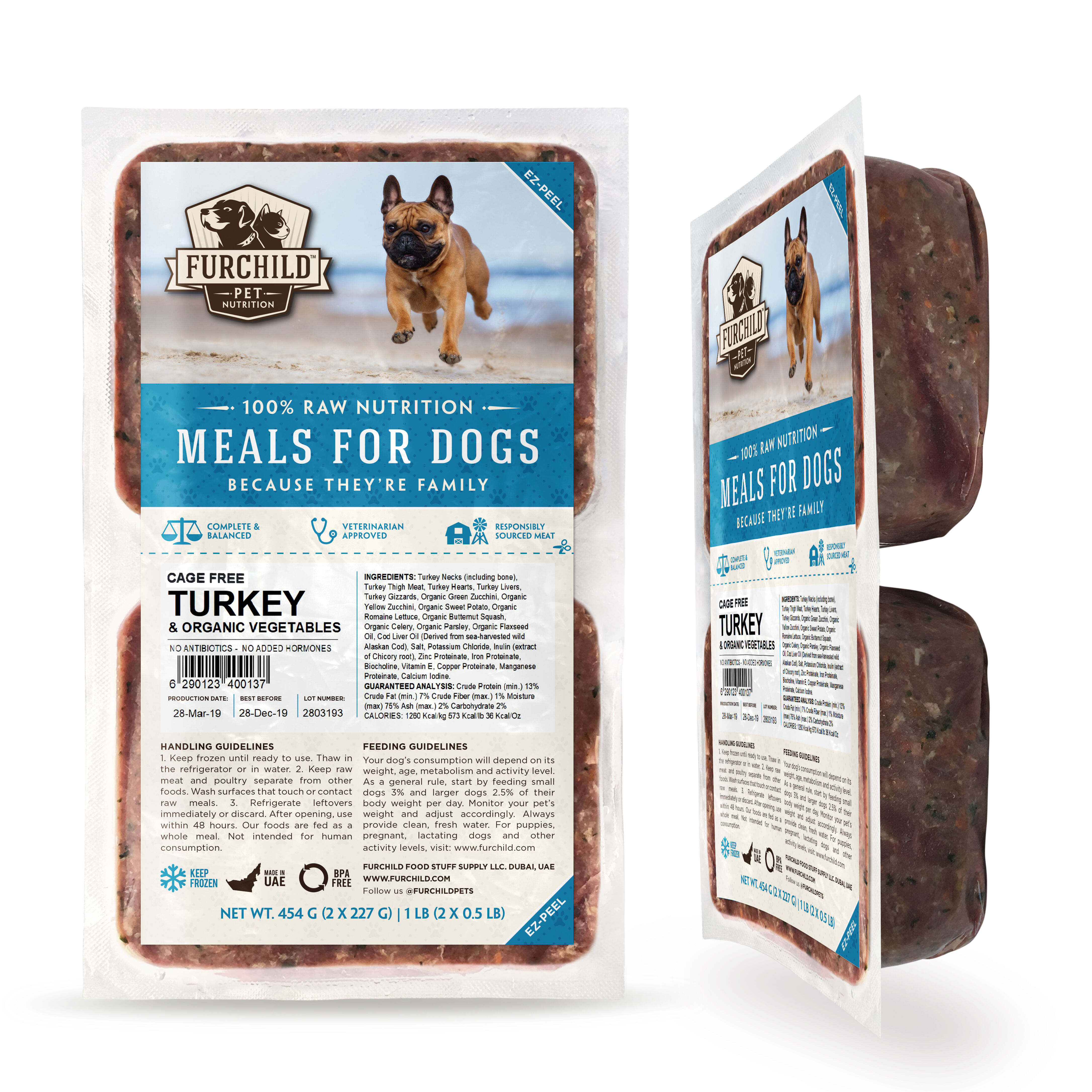 Raw Turkey and Organic Vegetable Meal For Dogs Online in UAE Furchild